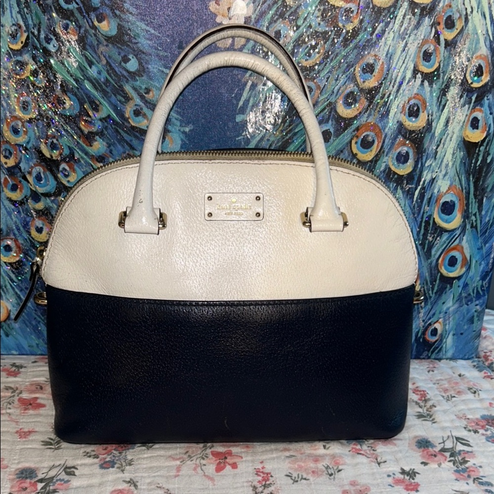 Kate Spade Navy and Cream Satchel with Structured Design